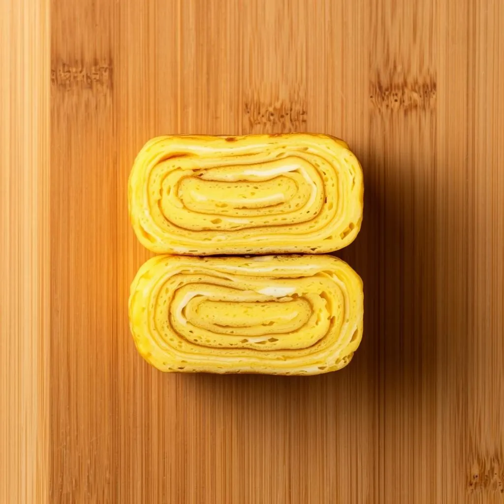 玉子焼の断面 — 重ねた層が見える